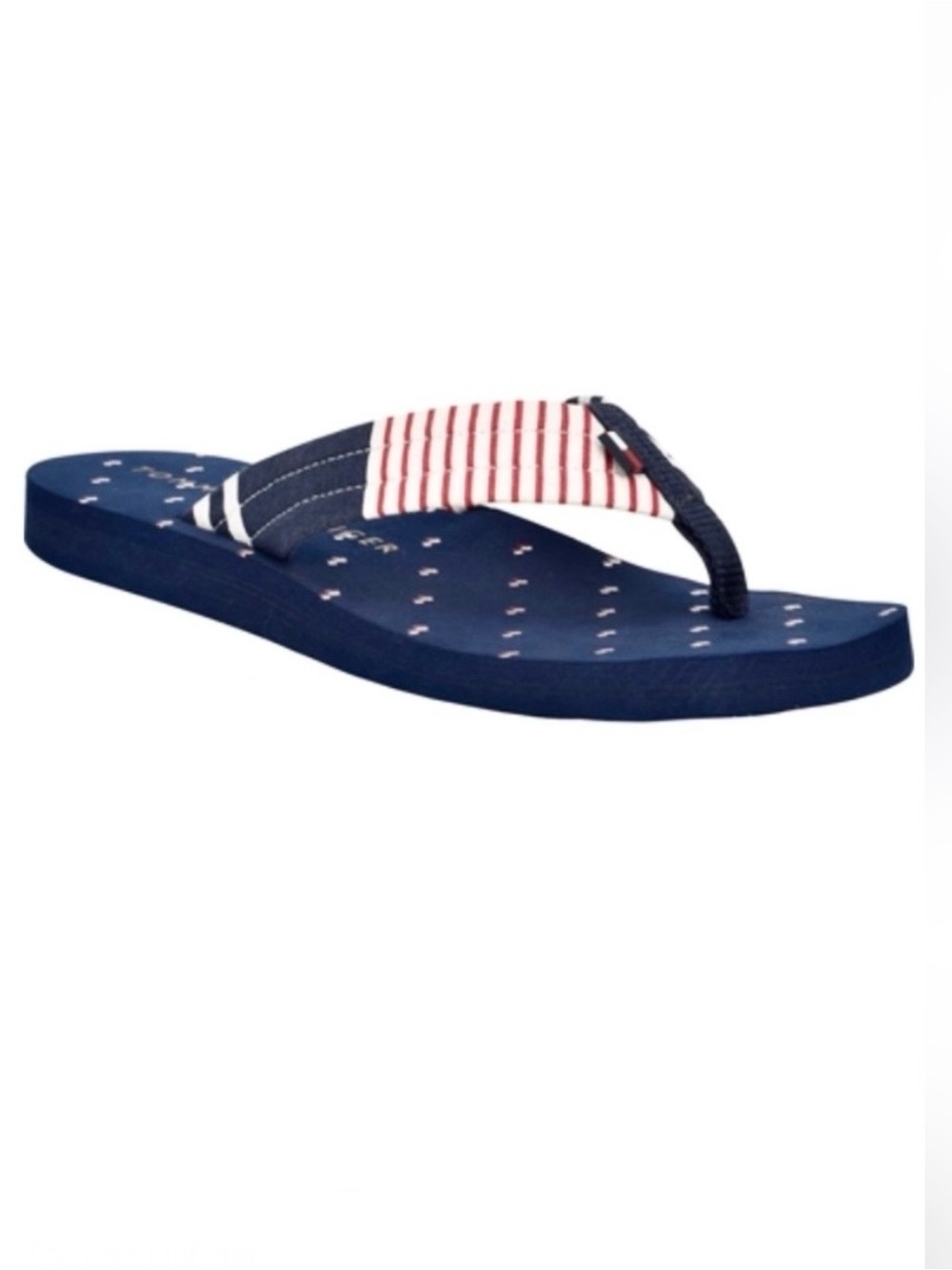 🔆NWT Tommy Hilfiger Women’s Blue American Flag Beach Pool Slip On Flip Flops - Picture 2 of 8
